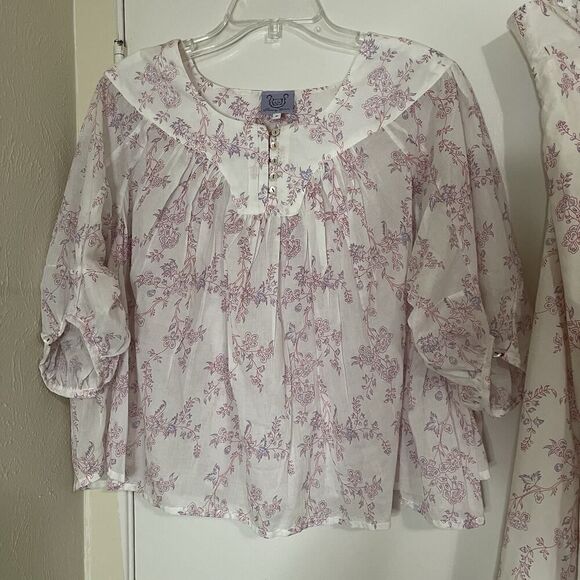 NWOT Thierry Colson Floral white cottage core 2 piece skirt and blouse Set Med - Picture 3 of 10